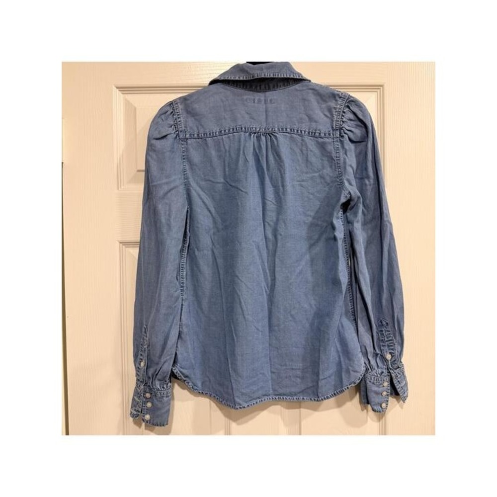 #74 LAUREN RALPH LAUREN Chambray Button up top blouse sz. petite small - Picture 7 of 9